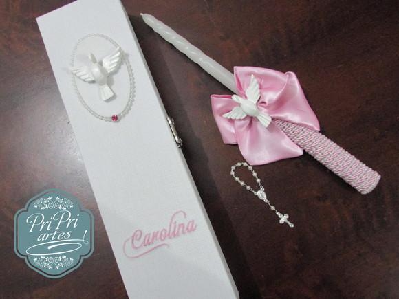 Caixa e Vela Personalizada para Batizado