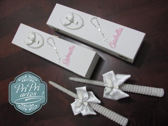 Caixa e Vela Personalizada para Batizado