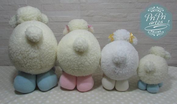 Kit 4 Ovelhas Pelúcia tam. 15cm, 20cm, 25cm e 30cm de altur