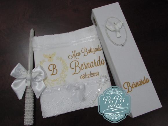 Kit Caixa, Vela e Toalha de Batizado