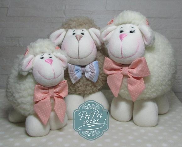 kit Família Ovelha Bola tamanho 22cm, 20cm e 15cm de altura