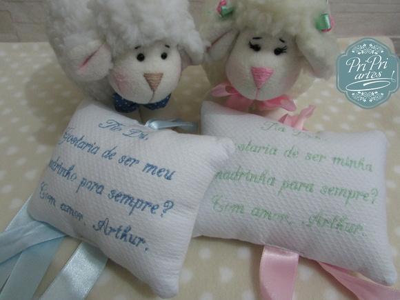 Lembrança Ovelhinha com almofada mensagem