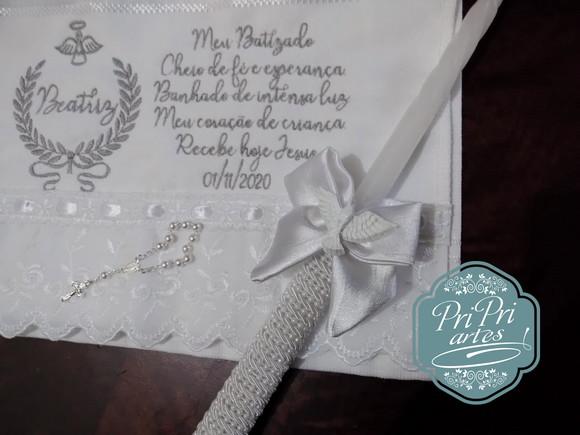 Toalha Batizado com Vela Decorada Batizado