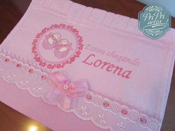 Toalha Bordada Personalizada chegada do bebê