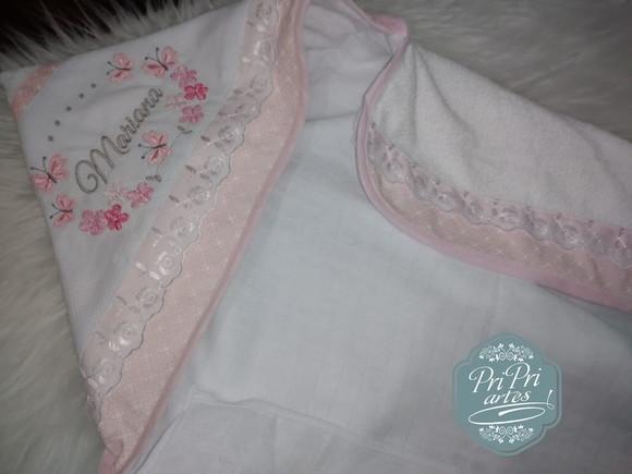 Toalha De Banho Personalizada Com Fralda Acoplada