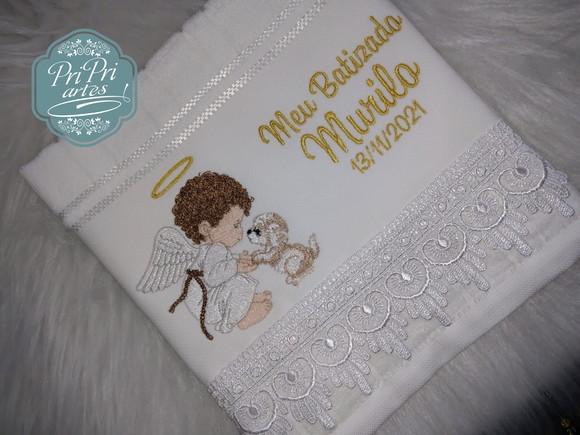 Toalhinha de Batizado com Renda Guipir