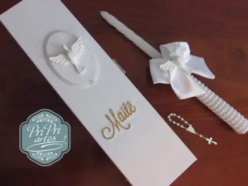 Caixa e Vela Personalizada para Batizado