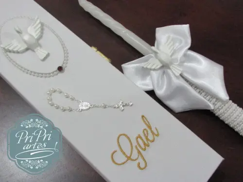 Caixa e Vela Personalizada para Batizado
