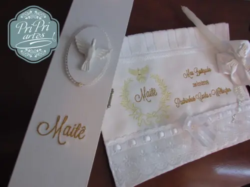 Kit Caixa, Vela e Toalha de Batizado