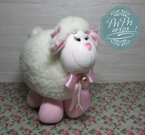 Ovelhinha Bola Rosinha Charmosa Tamanho 20cm de Altura