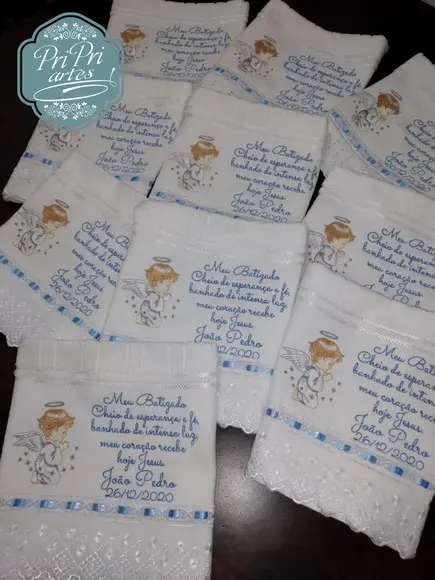Toalha Batizado com Renda e Oração