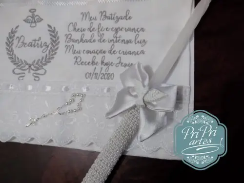Toalha Batizado com Vela Decorada Batizado