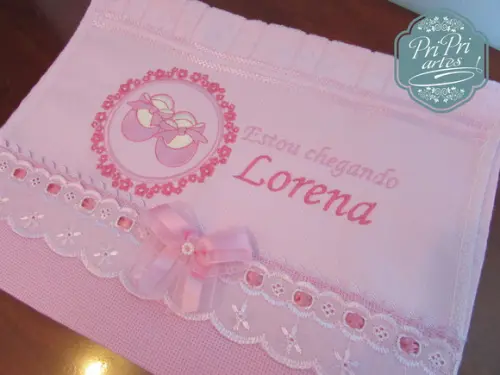 Toalha Bordada Personalizada chegada do bebê