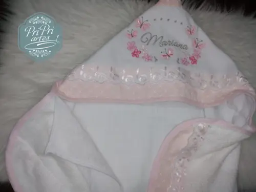 Toalha De Banho Personalizada Com Fralda Acoplada