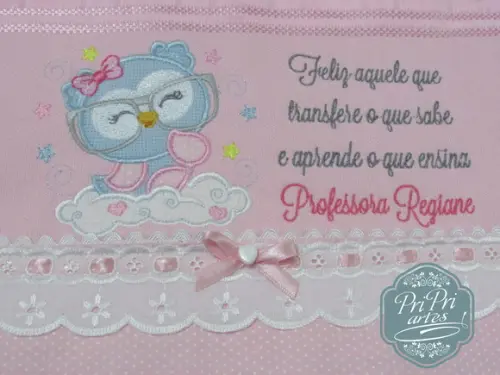 Toalhinha Dia dos professores e saquinho de organza