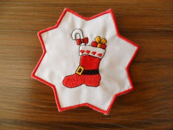 Patch Bordado Termocolante Bota De Natal Moldura