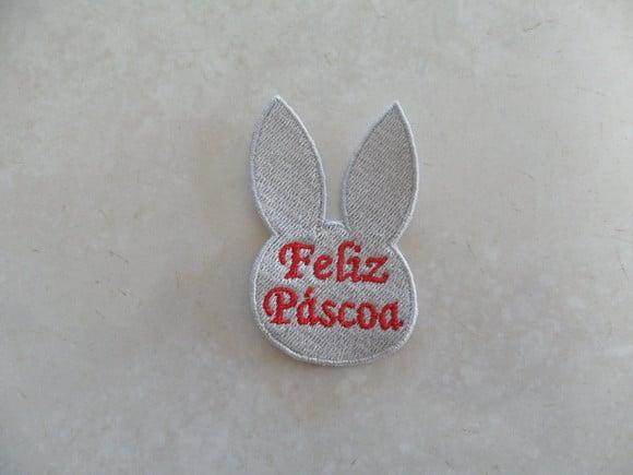 Patch Bordado Termocolante Coelho Feliz Páscoa