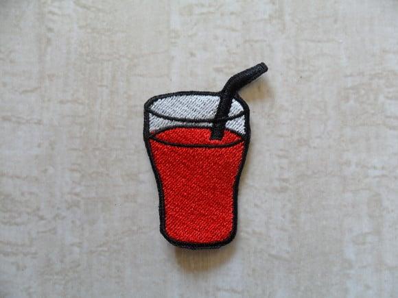 Patch Bordado Termocolante Copo de Suco