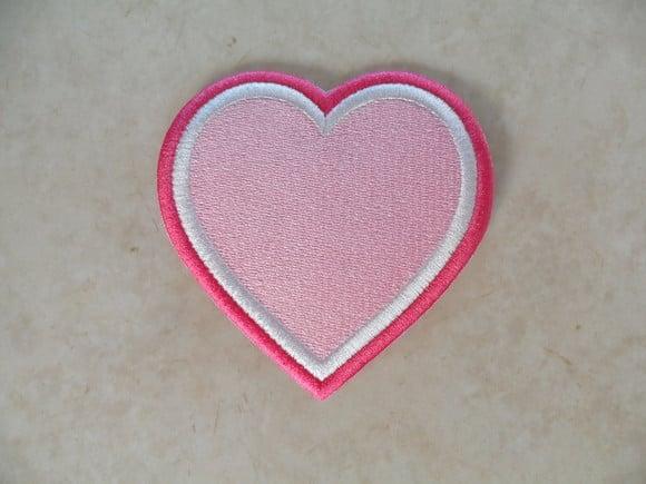 Patch Bordado Termocolante Coração Rosa/pink