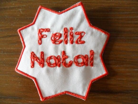 Patch Bordado Termocolante Feliz Natal Moldura
