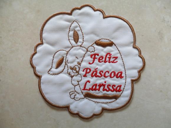 Patch Bordado Termocolante Feliz Páscoa com Nome