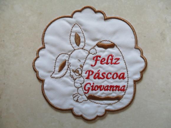 Patch Bordado Termocolante Feliz Páscoa com Nome
