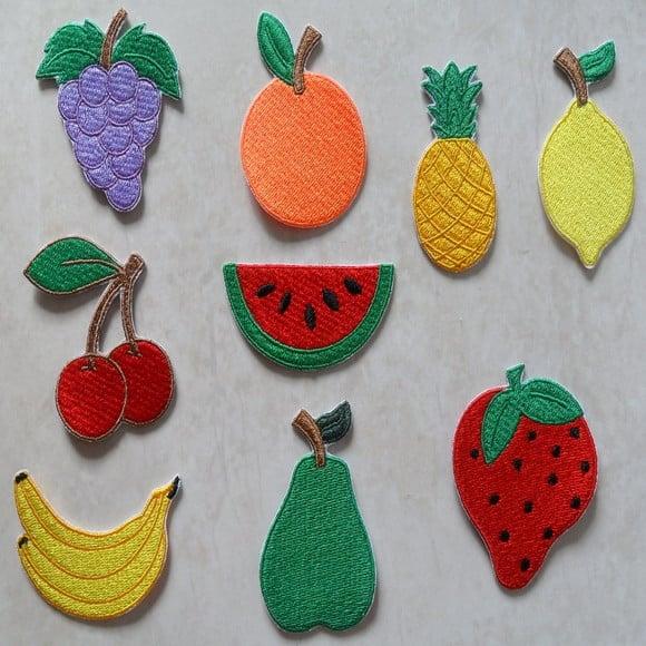 Patch Bordado Termocolante Kit 9 Frutas