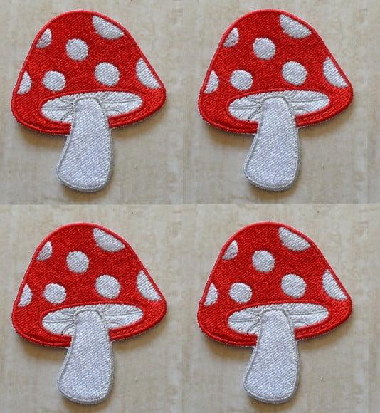 Patch Bordado Termocolante Kit Cogumelo