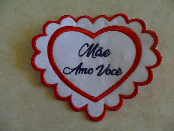 Patch Bordado Termocolante Mãe Amo Você
