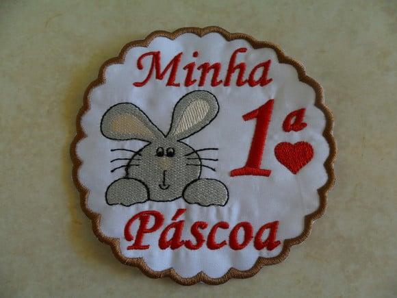 Patch Bordado Termocolante Minha Primeira Páscoa Iv