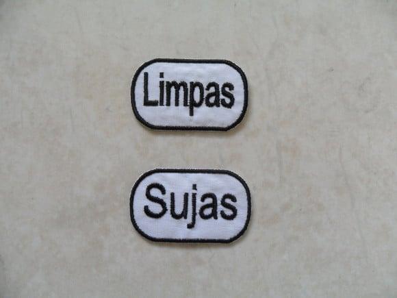 Patch Bordado Termocolante Tag Limpas/sujas Ii