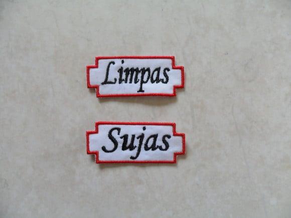 Patch Bordado Termocolante Tag Limpas/sujas Iii