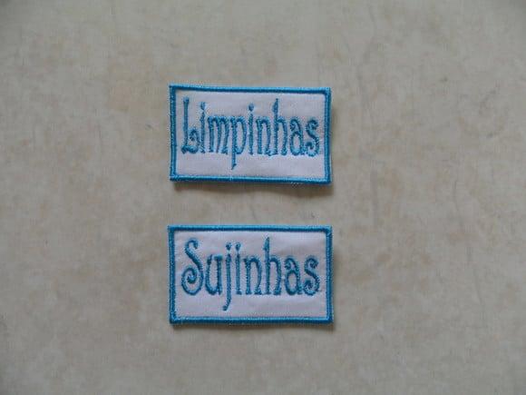Patch Bordado Termocolante Tag Limpinhas/sujinhas