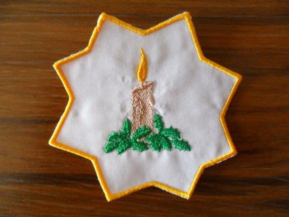 Patch Bordado Termocolante Vela De Natal Moldura