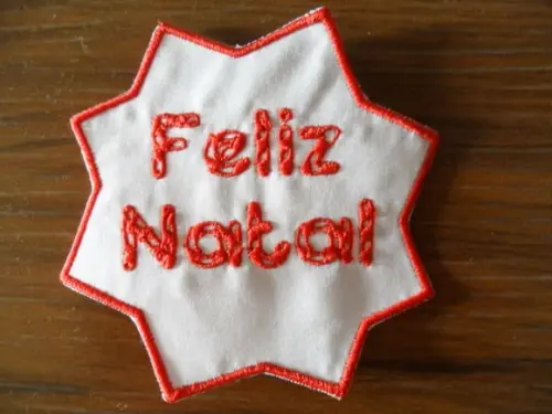 Patch Bordado Termocolante Feliz Natal Moldura