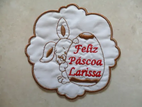 Patch Bordado Termocolante Feliz Páscoa com Nome