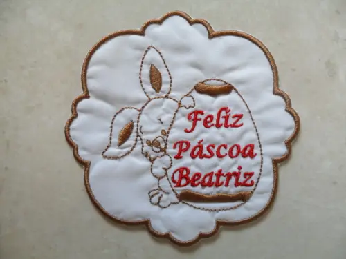 Patch Bordado Termocolante Feliz Páscoa com Nome