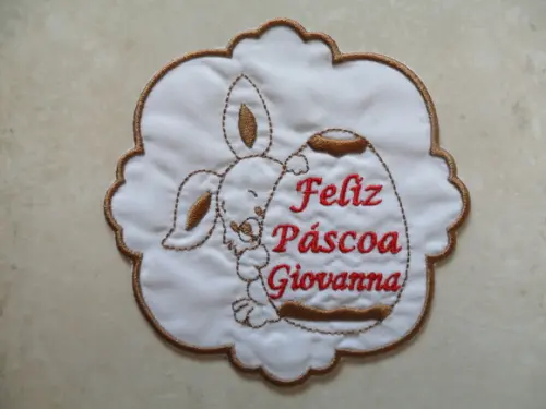 Patch Bordado Termocolante Feliz Páscoa com Nome