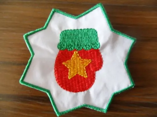 Patch Bordado Termocolante Luva De Natal Moldura
