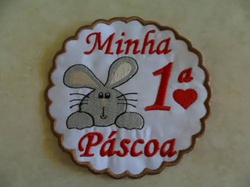 Patch Bordado Termocolante Minha Primeira Páscoa Iv
