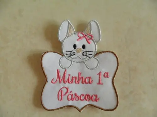 Patch Bordado Termocolante Minha Primeira Páscoa II