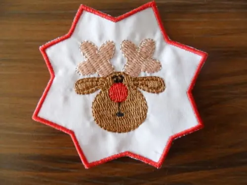 Patch Bordado Termocolante Rena De Natal Moldura
