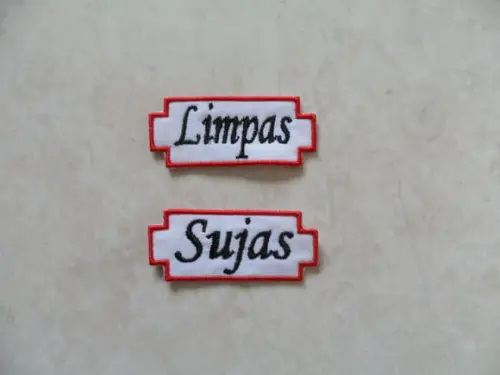 Patch Bordado Termocolante Tag Limpas/sujas Iii