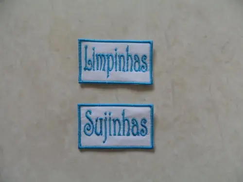Patch Bordado Termocolante Tag Limpinhas/sujinhas