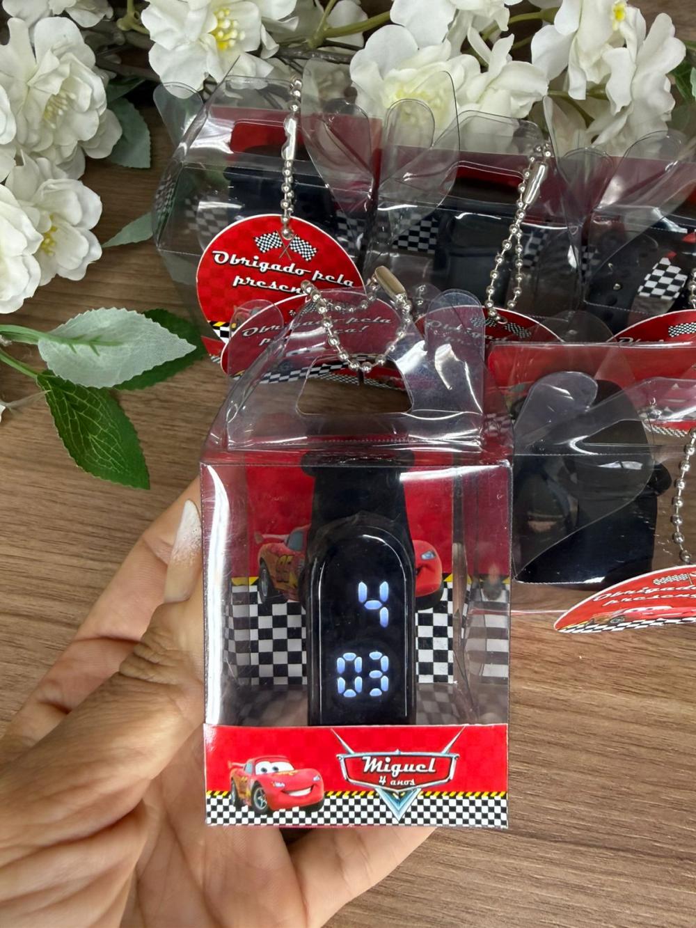 Relógio Digital Infantil com Caixinha Personalizada Carros