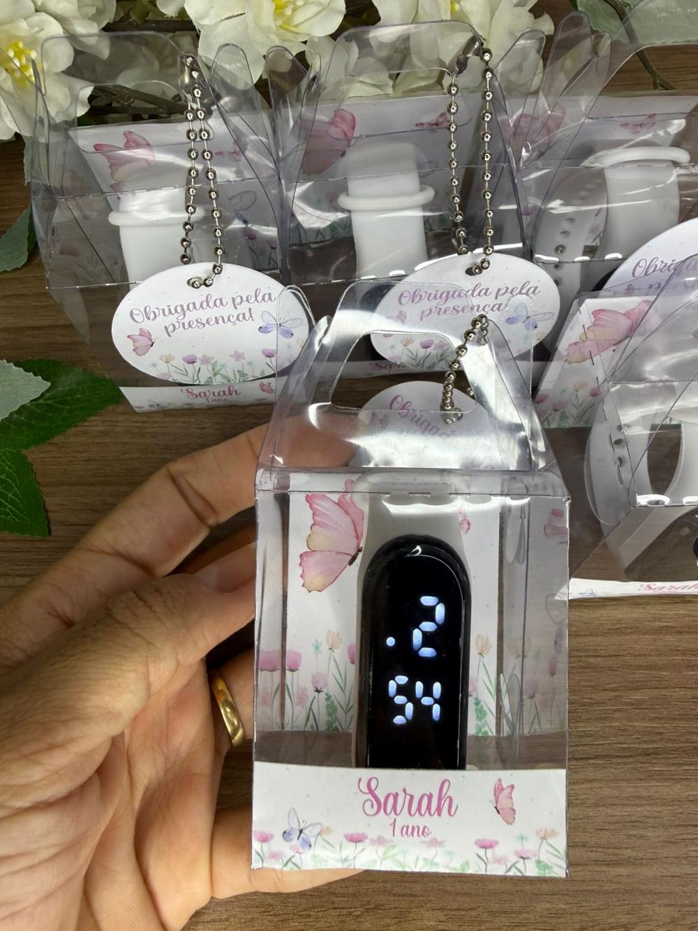 Relógio Digital Infantil com Caixinha Personalizada Borboletas