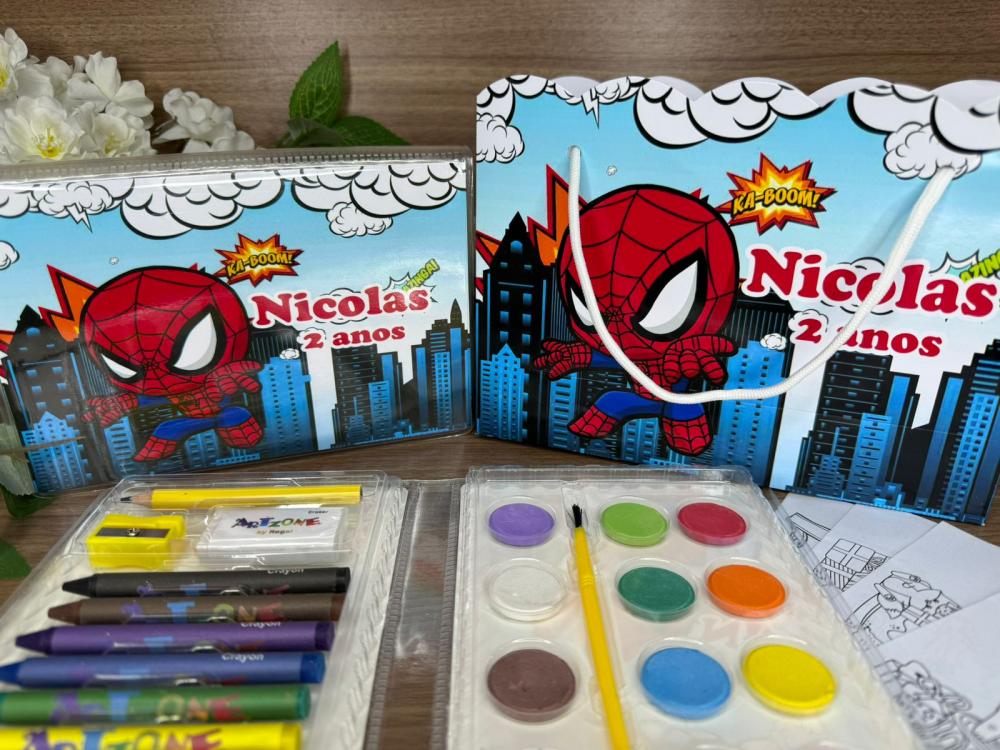 Estojo de Pintura 30 peças + Sacolinha Homem Aranha