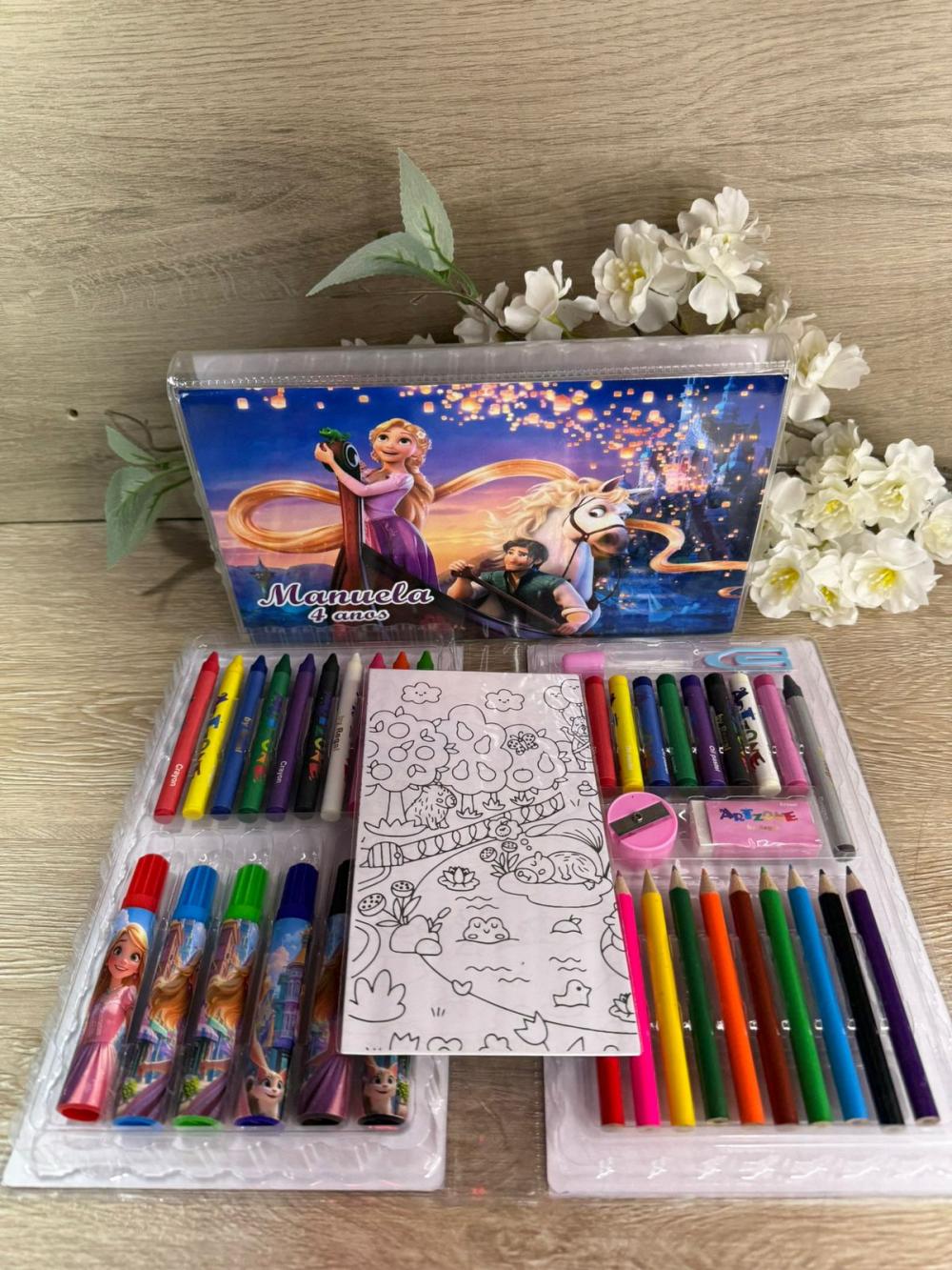 Estojo de Pintura Personalizado Luxo 50 Peças Rapunzel