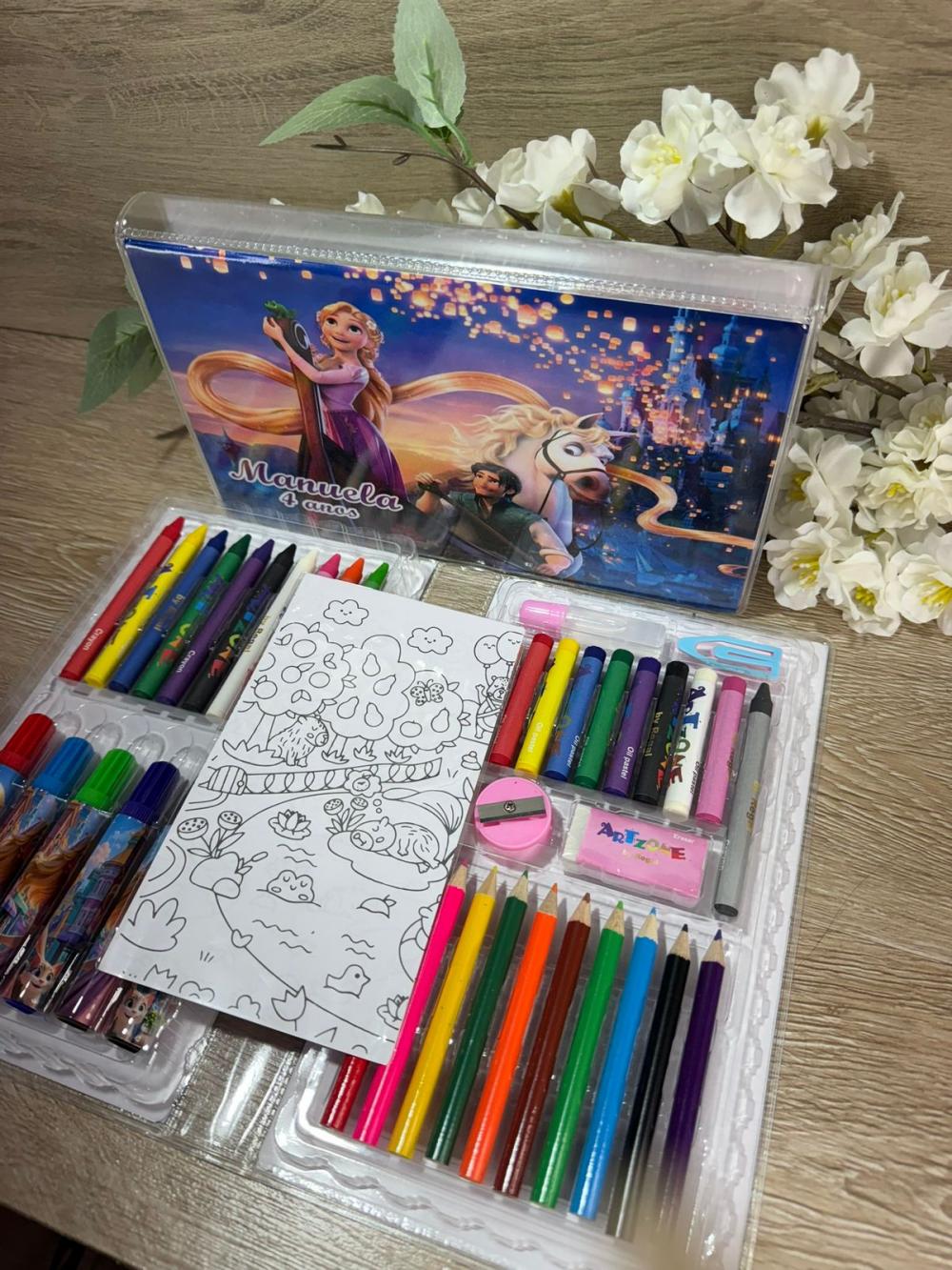 Estojo de Pintura Personalizado Luxo 50 Peças Rapunzel
