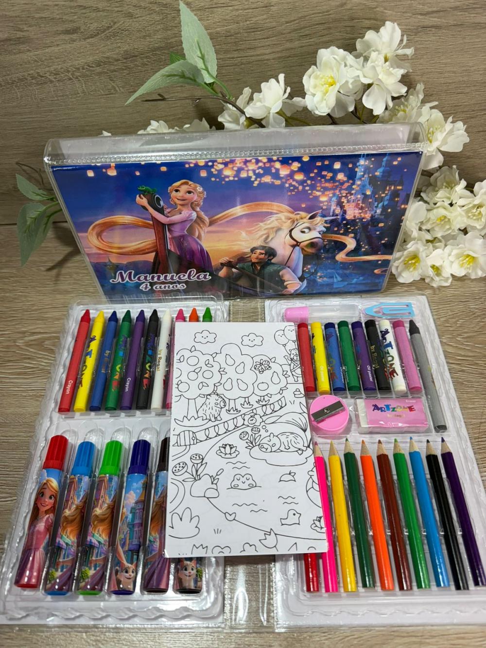 Estojo de Pintura Personalizado Luxo 50 Peças Rapunzel